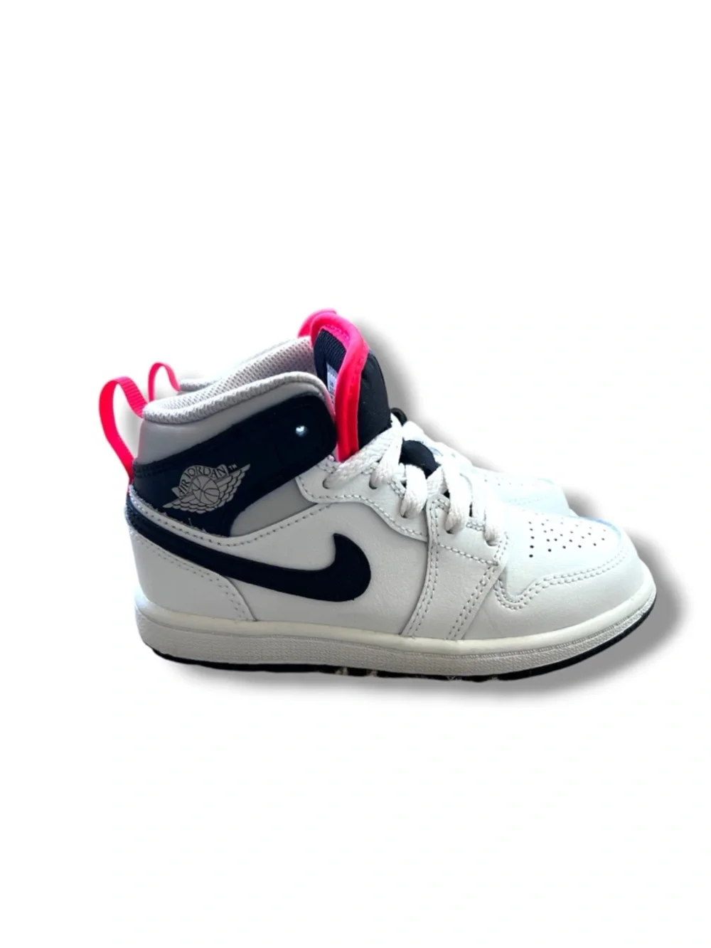 Jordan AJ 1 Mid Preschool boys sneakers - White, Black & Red - Picture 2 of 7